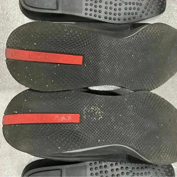 [38.5/US8.5]Vintage Prada Black Mixed Leather  Sneakers - Picture 7 of 11